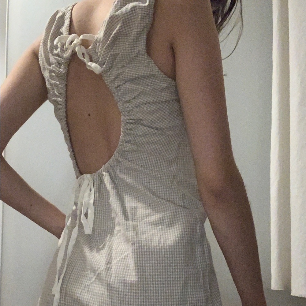 Checkered Open Back Dress